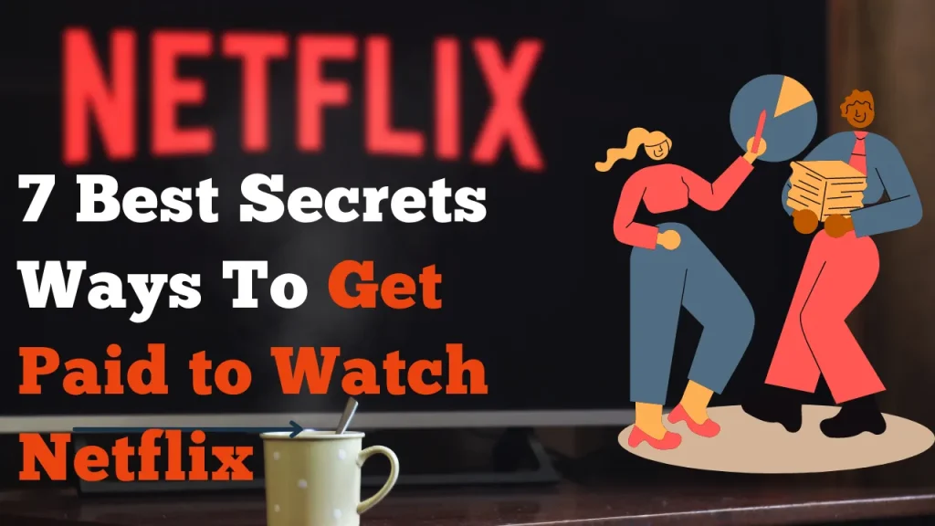 A person watching Netflix on a laptop with a cup of coffee nearby, representing the concept of get paid to watch Netflix.